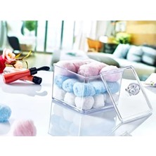 Ulu Pazarlama Şeffaf Akrilik Kare Organizer - Pamuk ve Kulak Çubuğu Için