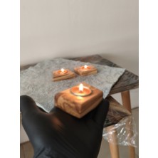 Doğal Ahşap El Yapımı Mumluk – Zeytin Ahşap – Üçlü Set