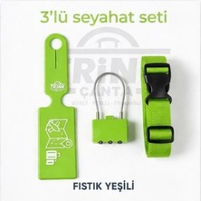 Trink Çanta 3' Lü Seyahat Seti   (  Valiz Etiketi  +  Valiz Kilidi  +  Valiz Kemeri )  Yeşil