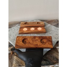 Doğal Ahşap El Yapımı Mumluk – Zeytin Ahşap – Üçlü Set