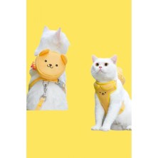 Zurafa Shop Sarı Renk Ayıcık Figürlü Çanta Detaylı Bel Göğüs Ayarlanabilir Kedi/köpek Tasma