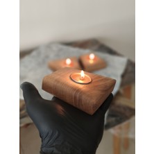 Doğal Ahşap El Yapımı Mumluk – Ceviz Ahşap