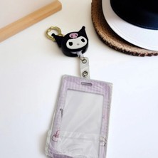 Meyra Accessories Yeni Lüx Kuromi Cinnamoroll Kartlık Anahtarlık Ipli Makaralı Akbil Şeffaf Kartlık Çanta Hediyelik