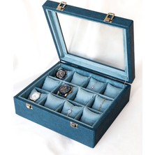 Shansora Design 12'li Premium Saat Kutusu, Suni Deri Kaplamalı, Özel Üretim, El Yapımı