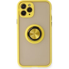 Ulu Pazarlama Apple Iphone 11 Pro Max Kılıf Montreal Yüzüklü Silikon Kapak - Sarı