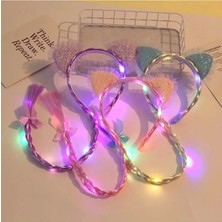 Meyra Accessories Sevimli Kız Cocuk Elsalı Örgülü Işıklı Taç