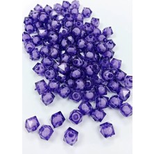 Royaleks Group Küp Boncuk Içten Boncuklu Bileklik Çanta Boncuğu 10 mm 50 gr Eflatun - BNC458