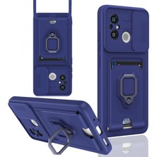 Ulu Pazarlama Xiaomi Redmi 12C Kılıf Zuma Kartvizitli Yüzüklü Silikon - Lacivert