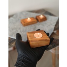 Doğal Ahşap El Yapımı Mumluk – Zeytin Ahşap – Üçlü Set