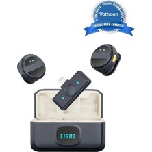 Ulu Pazarlama 2 Adet Profesyonel Kablosuz Yaka Mikrofonu Lighting Uyumlu Manyetik Klipsli