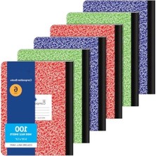 Ulu Pazarlama 6'lı Kompozisyon Not Defteri Seti, 100 Yaprak, Geniş Çizgili, Mermer Desen