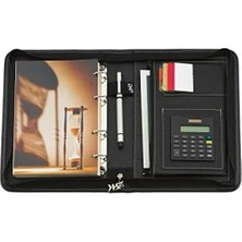 Ulu Pazarlama Fermuarlı Kareli Ajanda - Suni Deri, Siyah