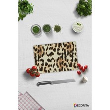 PremiumPort Leopar Desenli Cam Kesme Tablası 20X30CM, Şık ve Pratik Kullanım