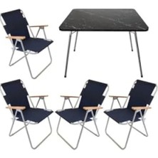 Ulu Pazarlama Katlanabilir Granit Masa ve 4 Sandalye Takımı