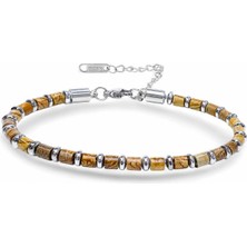 Moncuk Design Odun Jasper & Silver Hematit Taşlı Ayarlanabilir Çelik Zincir Erkek Bileklik 33512B10D4M2