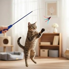 Ulu Pazarlama Teleskopik Tüylü ve Çanlı Kedi Oyun Oltası