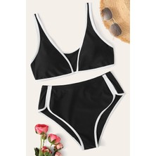 Kont Kadın Siyah Pedli Yüksel Bel Sütyen Külot Takımı