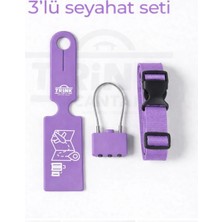 Trink Çanta 3' Lü Seyahat Seti   (  Valiz Etiketi  +  Valiz Kilidi  +  Valiz Kemeri )  Lila