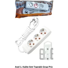 Royaleks Group 5 Metre Askı Aparatlı Topraklı 3lü Grup Priz ROYALEKS-AST305