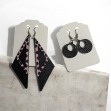 Major Hobi Siyah - Pembe Geometrik Küpe Seti Modern Desenli Hafif Şık Tasarım - 3D Baskı