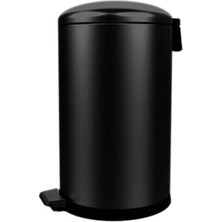 Ulu Pazarlama Paslanmaz Bombe Kapaklı 30L Çöp Kovası, Siyah