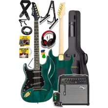 Ulu Pazarlama Şarjlı 50W Elektro Gitar Seti, Kulaklık ve Amfi ile Tam Set