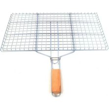 Royaleks Group Ahşap Saplı Mangal Izgarası Galvanizli Paslanmaz Kafes Demir 32 x 42 cm