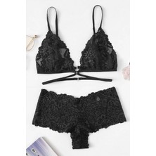 Kont Kadın Siyah Özel Şık Sütyen Külot Takımı