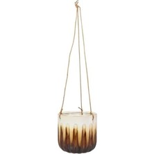 Ulu Pazarlama Estetik Karamel Renkli Seramik Askılı Saksı 14X13 cm