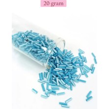 Royaleks Group Uzun Boru Kesme Boncuk Çap 2mm Uzunluk 10 mm - 20 Gram - Açık Mavi Beyaz - BNC240