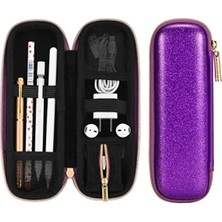 Ulu Pazarlama Kalem Tutucu Taşıma Çantası, Elastik Kayışlı, Mor Glitter