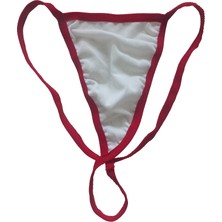 Anastasia Underwear Kadın String Tanga Külot - Kırmızı Ipli Beyaz (ANS999)