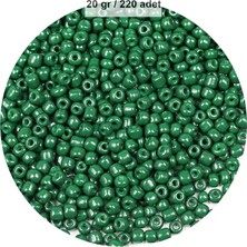Royaleks Group Koyu Yeşil Renk 4 mm Yaklaşık 220 Adet/20 Gram Cam Boncuk Oya Yazma Bileklik ve Kolye