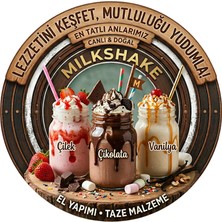 Mayeka Milkshake Temalı Büfeler Cafeler Restoranlar Için Ahşap Duvar Kapı Dekoratif Süs Tablo