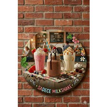 Mayeka Milkshake Temalı Büfeler Cafeler Restoranlar Için Ahşap Duvar Kapı Dekoratif Süs Tablo
