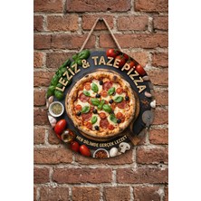 Mayeka Pizza Temalı Pizzacılar Cafeler Restoranlar Için Ahşap Duvar Kapı Dekoratif Süs Tablo
