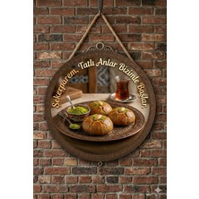 Mayeka Şekerpare Temalı Tatlıcılar Pastaneler Restoranlar Için Ahşap Duvar Kapı Dekoratif Süs Tablo