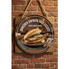 Mayeka Balık Ekmek Temalı Balık Restoranları Balıkçılar  Için Ahşap Duvar Kapı Dekoratif Süs Tablo