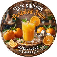 Mayeka Taze Sıkılmış Portakal Suyu Temalı Büfeler Cafeler Restoranlar Için Ahşap Duvar Kapı Dekoratif Süs