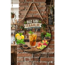 Mayeka Ice Tea - Buzlu Çay Temalı Büfeler Cafeler Restoranlar Için Ahşap Duvar Kapı Dekoratif Süs Tablo