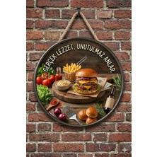 Mayeka Cheeseburger Temalı Büfeler Hamburgerciler Fast Food Için Ahşap Duvar Kapı Dekoratif Süs Tablo