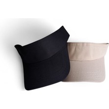 Eleven Markets Unisex Uv Koruyucu Vizör Kasket Siperlik Tenis Gabardin Şapka Bej Ve Siyah