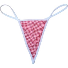 Anastasia Underwear Kadın String Tanga Külot - Küçük Kare Desen - Kırmızı (ANS104)