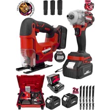 PremiumPort Şarjlı 20 Ah Çift Akülü Dekupaj Testere ve Sıkma Makinesi Seti