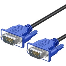 Steep Solid VGA Kablo 1080P Full Hd Erkek Erkek Monitör Kablosu Altın Kaplama Uçlu Yüksek Çözünürlük Parazit Önleyici Pc Laptop Projeksiyon Uyumlu Görüntü Kablosu Siyah