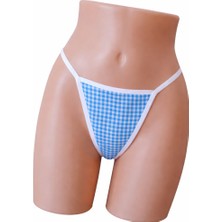 Anastasia Underwear Kadın String Tanga Külot - Küçük Kare Desen Mavi (ANS103)
