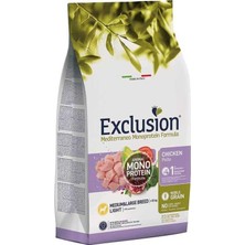 Exclusion Monoprotein Tavuk Etli ve Narlı Düşük Tahıllı Orta ve Büyük Irk Light Köpek Maması 12kg