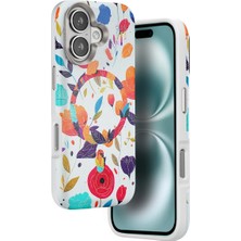 SiHako Onegif Iphone 16 Flower Series Magsafe Kapak - Beyaz