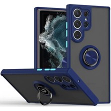Freedom Storee Samsung Galaxy S25 Ultra Kılıf Montreal Yüzüklü Silikon Kapak - Lacivert