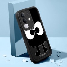 HONTINGA Vivo Y29 ile Uyumlu Kılıfı Düşüme Önleyici Basitlik Anti Düşme Kamera Korumali Şirin Kedi Karikatür Siyah Desen Yumuşak Silikon Telefon Kılıfı Kadın ve Erkek Için Uygundur K2-0056